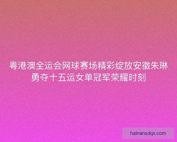粤港澳全运会网球赛场精彩绽放安徽朱琳勇夺十五运女单冠军荣耀时刻